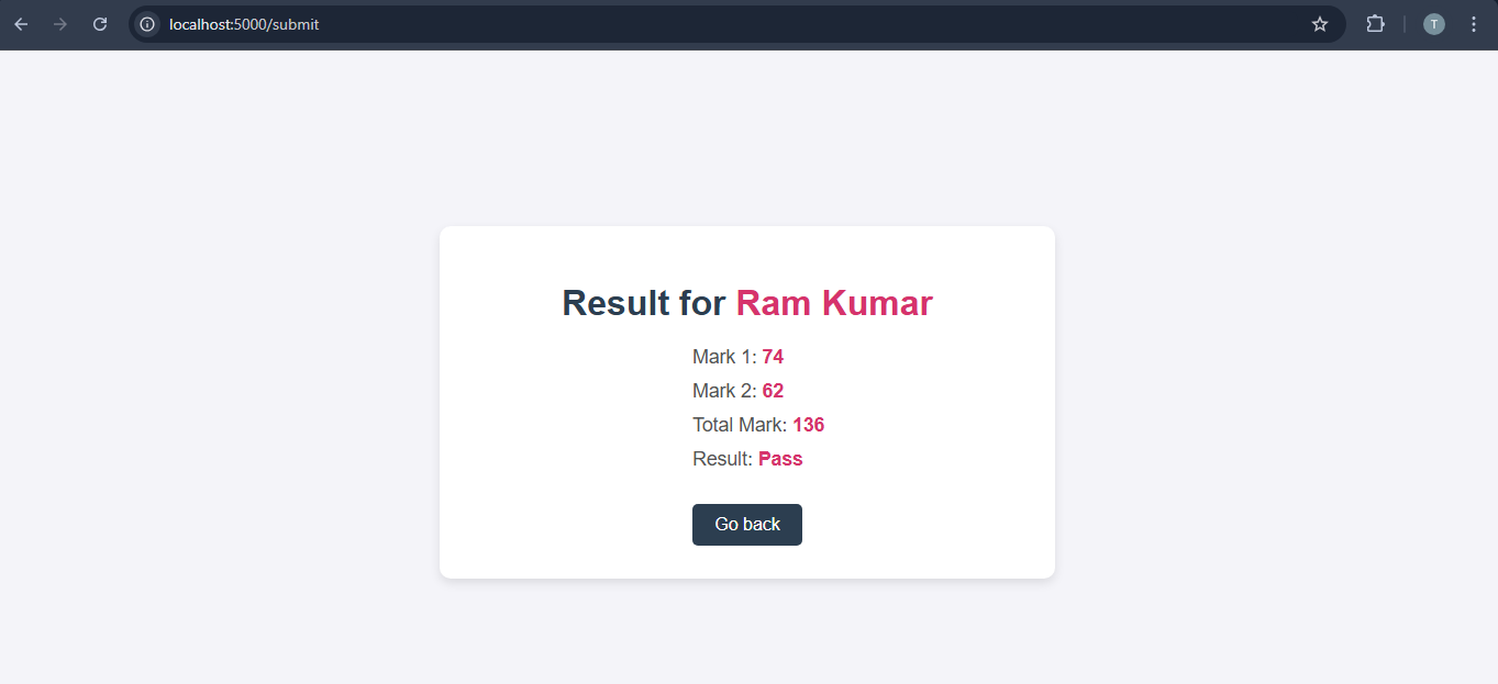 Express Form handling result output