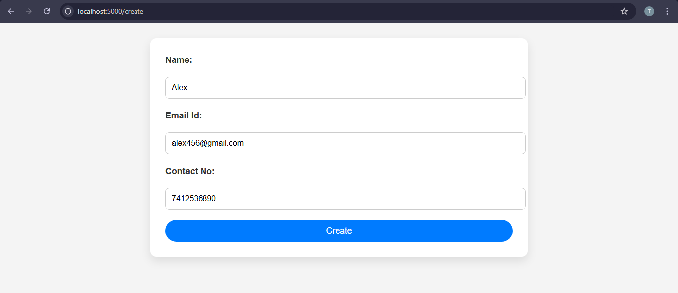 Express MySQL Create form output