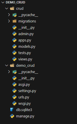 Django Mysql crud folder structure