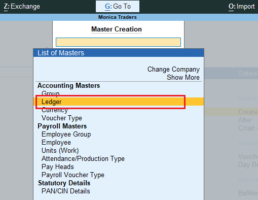 Create Ledger In Tally Prime